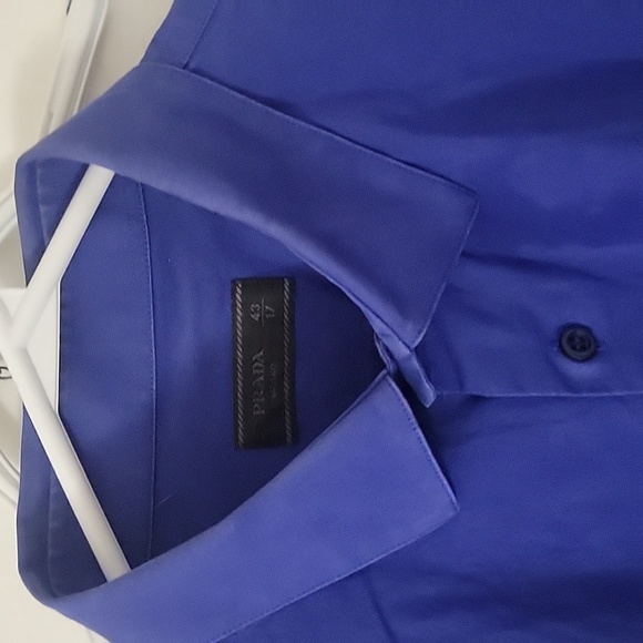 Prada Milano stretch cotton dress shirt color blue size 43/17 - Picture 6 of 14